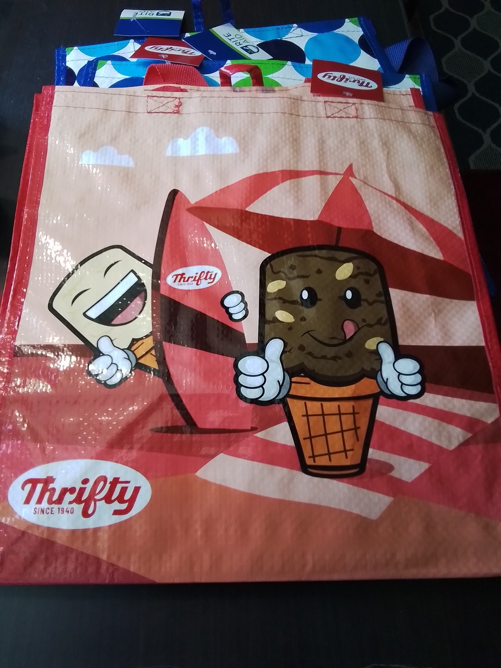 Red Ice Cream Cone Reusable Tote Bag